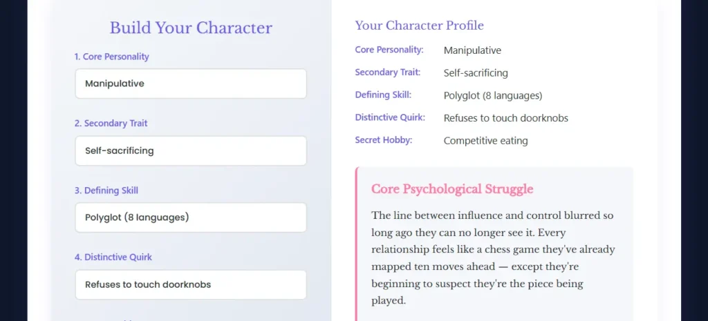 Random character trait generator
