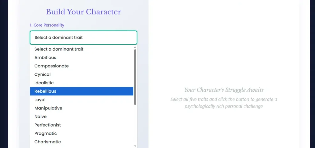 Unique Random character trait generator
